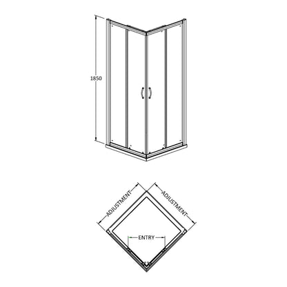 Fairford 6mm 900 x 900mm Corner Entry Shower Enclosure