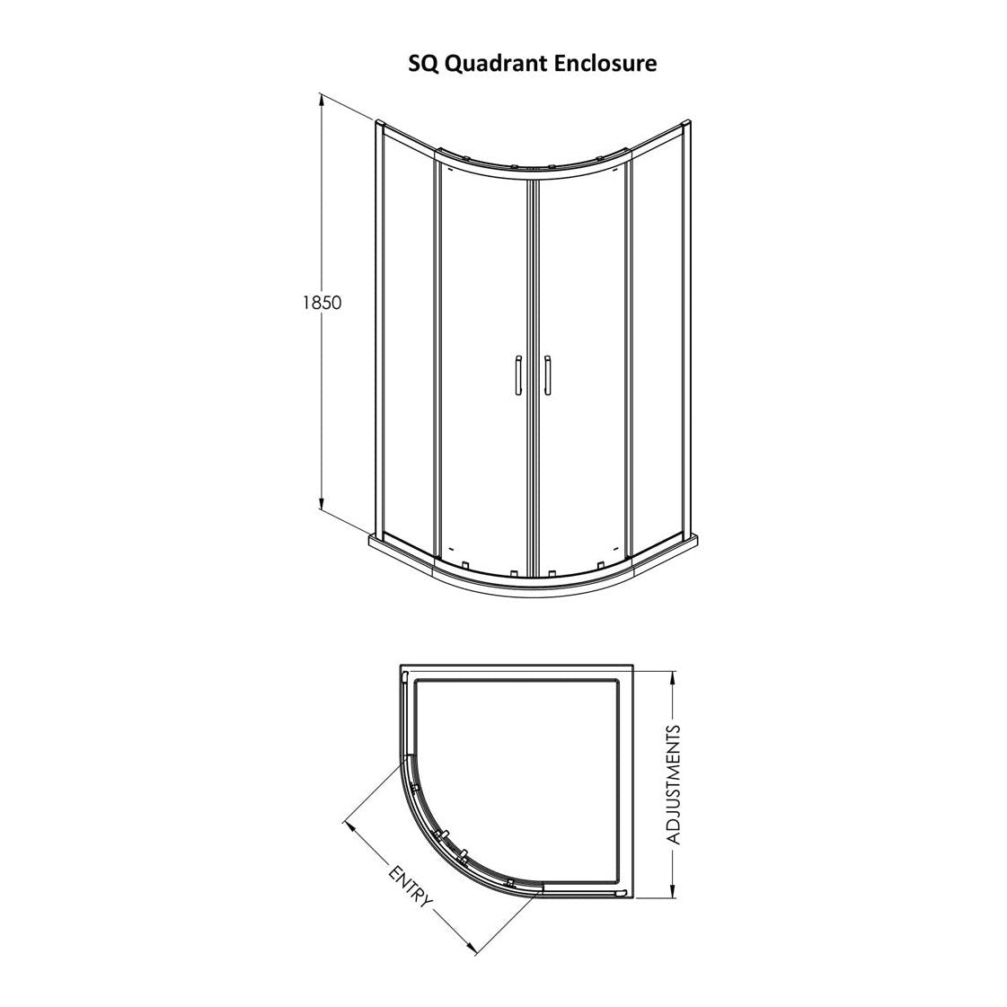Fairford 6mm, 900x900mm Brushed Brass Quadrant Shower Enclosure