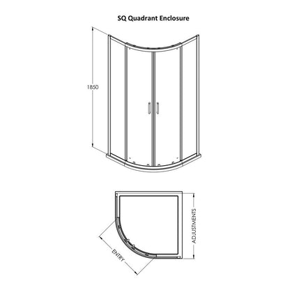Fairford 6mm, 900x900mm Brushed Brass Quadrant Shower Enclosure