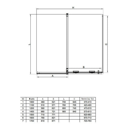 Fairford 8mm Frameless 700mm Gunmetal Side Panel