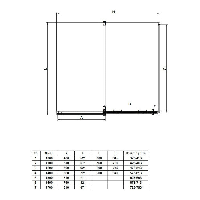 Fairford 8mm Frameless 700mm Matt Black Side Panel
