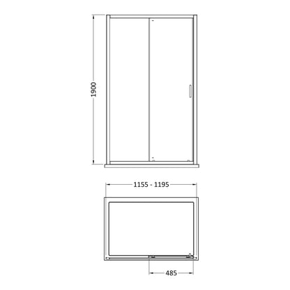 Fairford 6mm 1200mm Brushed Brass Sliding Shower Door