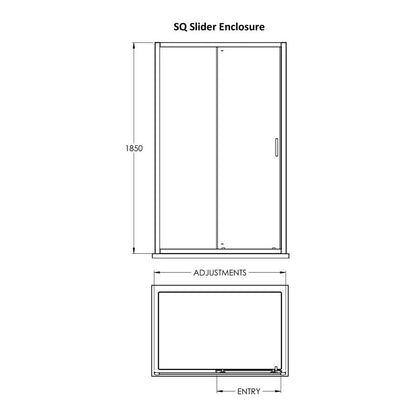 Fairford 6mm 1000mm Brushed Brass Sliding Shower Door