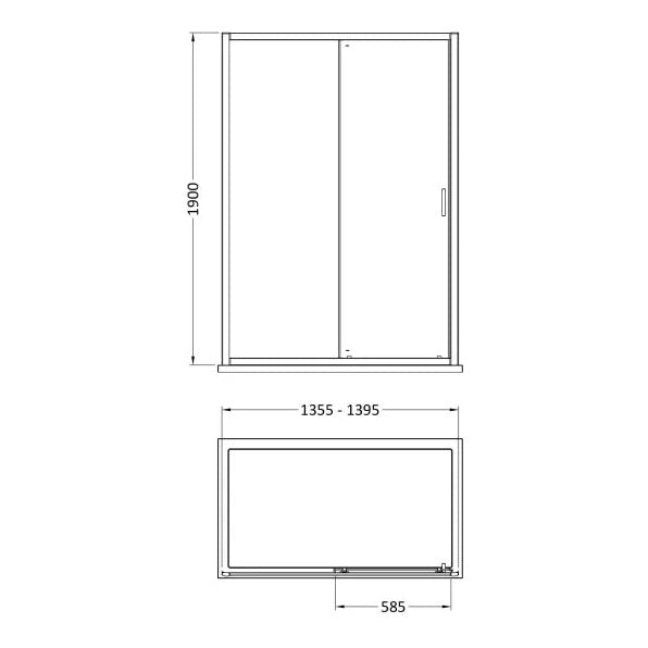 Fairford 6mm 1400mm Brushed Brass Sliding Shower Door