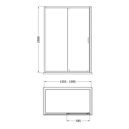 Fairford 6mm 1400mm Brushed Brass Sliding Shower Door