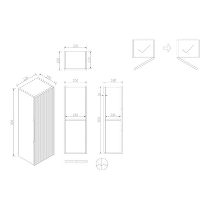 Fairford Sophia Midnight Shadow 300 x 900mm Wall Hung Tall Unit
