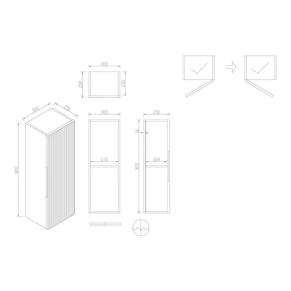 Fairford Sophia Smoked Sage 300 x 900mm Wall Hung Tall Unit
