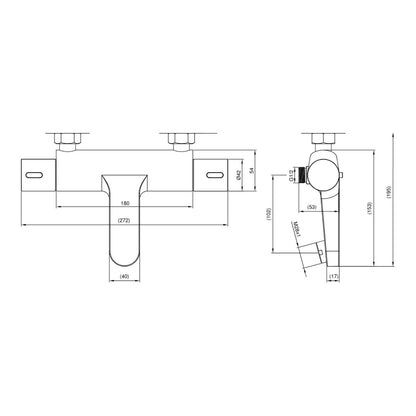 Fairford Aarton Deck Mounted Thermostic Bath Shower Mixer