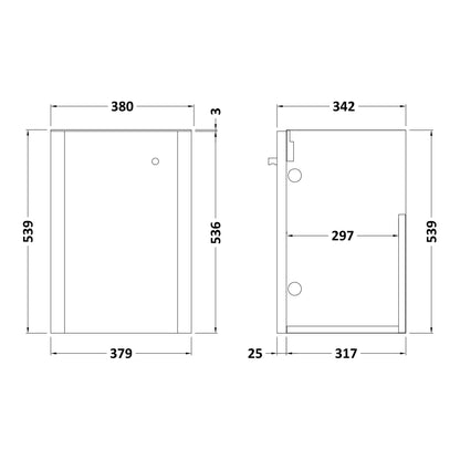 Fairford Crayo Satin Green 400mm 1 Door Wall Hung Vanity Unit