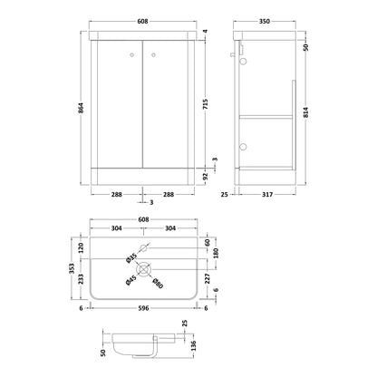 Fairford Crayo Satin Green 600mm 2 Door Floorstanding Vanity Unit