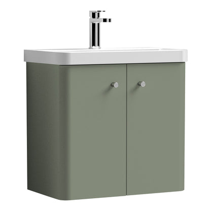 Fairford Crayo Satin Green 600mm 2 Door Wall Hung Vanity Unit