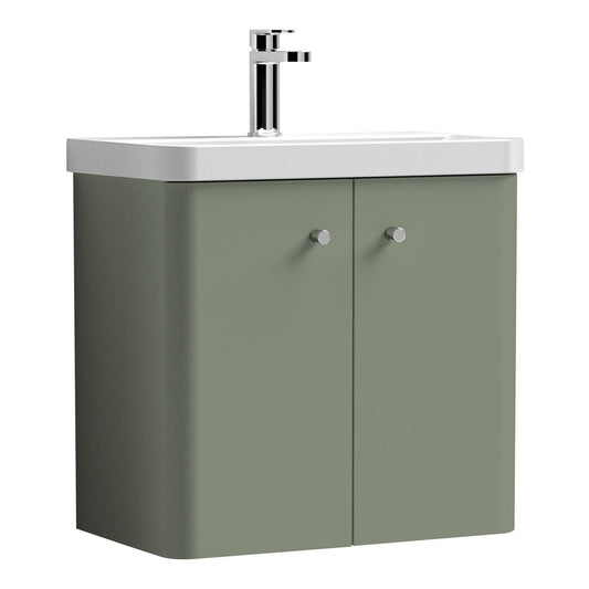 Fairford Crayo Satin Green 600mm 2 Door Wall Hung Vanity Unit
