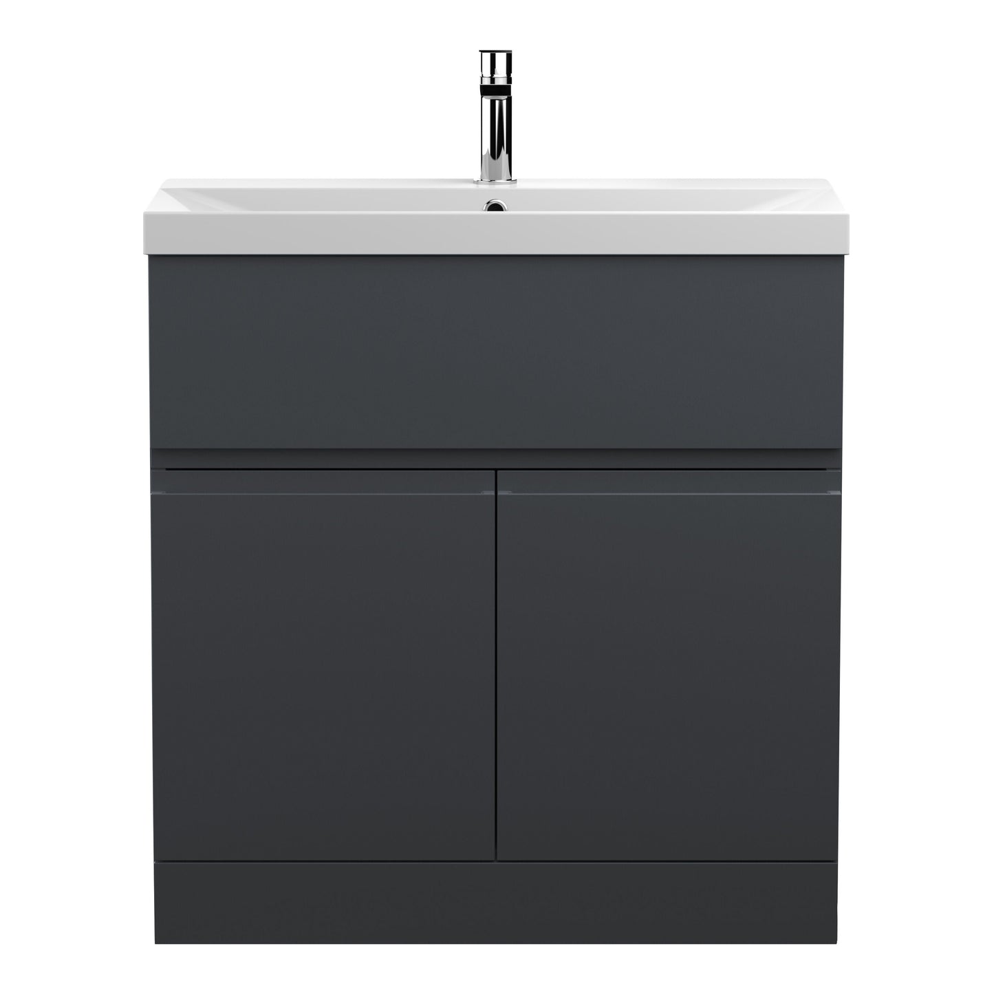 Fairford Finesse Soft Black 800mm 2 Door Floorstanding Vanity Unit with Top Drawer