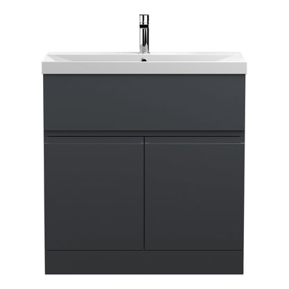 Fairford Finesse Soft Black 800mm 2 Door Floorstanding Vanity Unit with Top Drawer