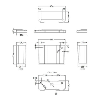Fairford Hexam Low Level Raised Cistern Toilet, no Seat
