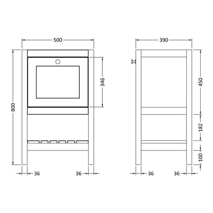 Fairford Juliette Fern Green 500mm 1 Drawer Floorstanding Vanity Unit with 0 Tap Hole Basin