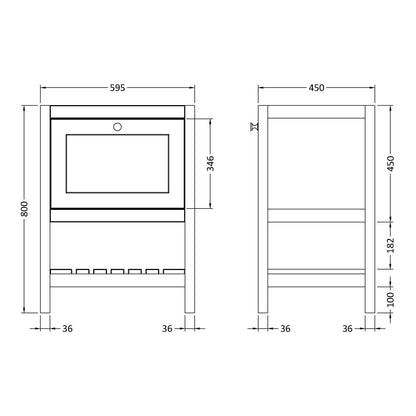 Fairford Juliette Fern Green 600mm 1 Drawer Floorstanding Vanity Unit with 0 Tap Hole Basin