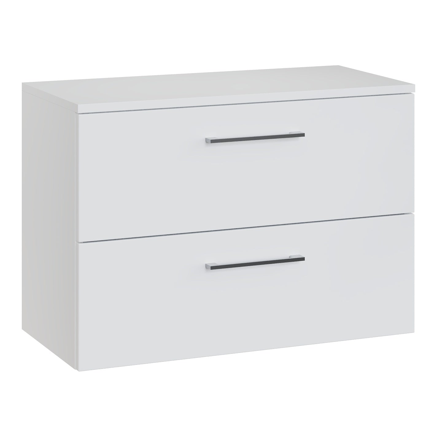 Fairford Aspri Gloss White 800mm 2 Drawer Wall Hung Vanity Unit with Worktop
