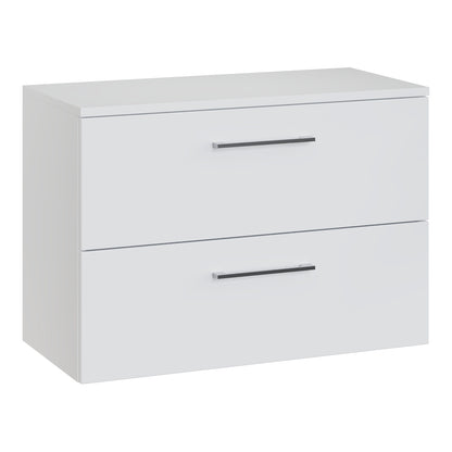 Fairford Aspri Gloss White 800mm 2 Drawer Wall Hung Vanity Unit with Worktop