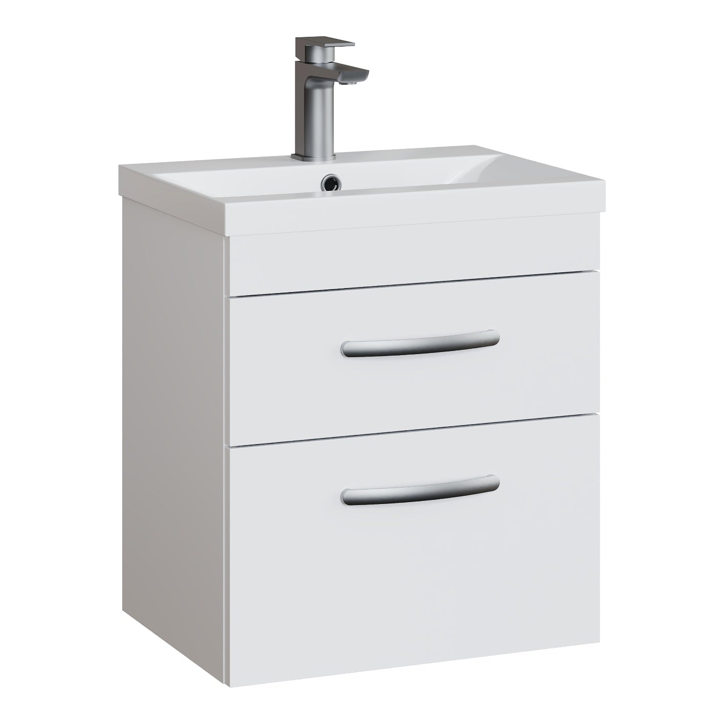Fairford Carnation 500mm Gloss White Wall Hung 2 Drawer Vanity Unit