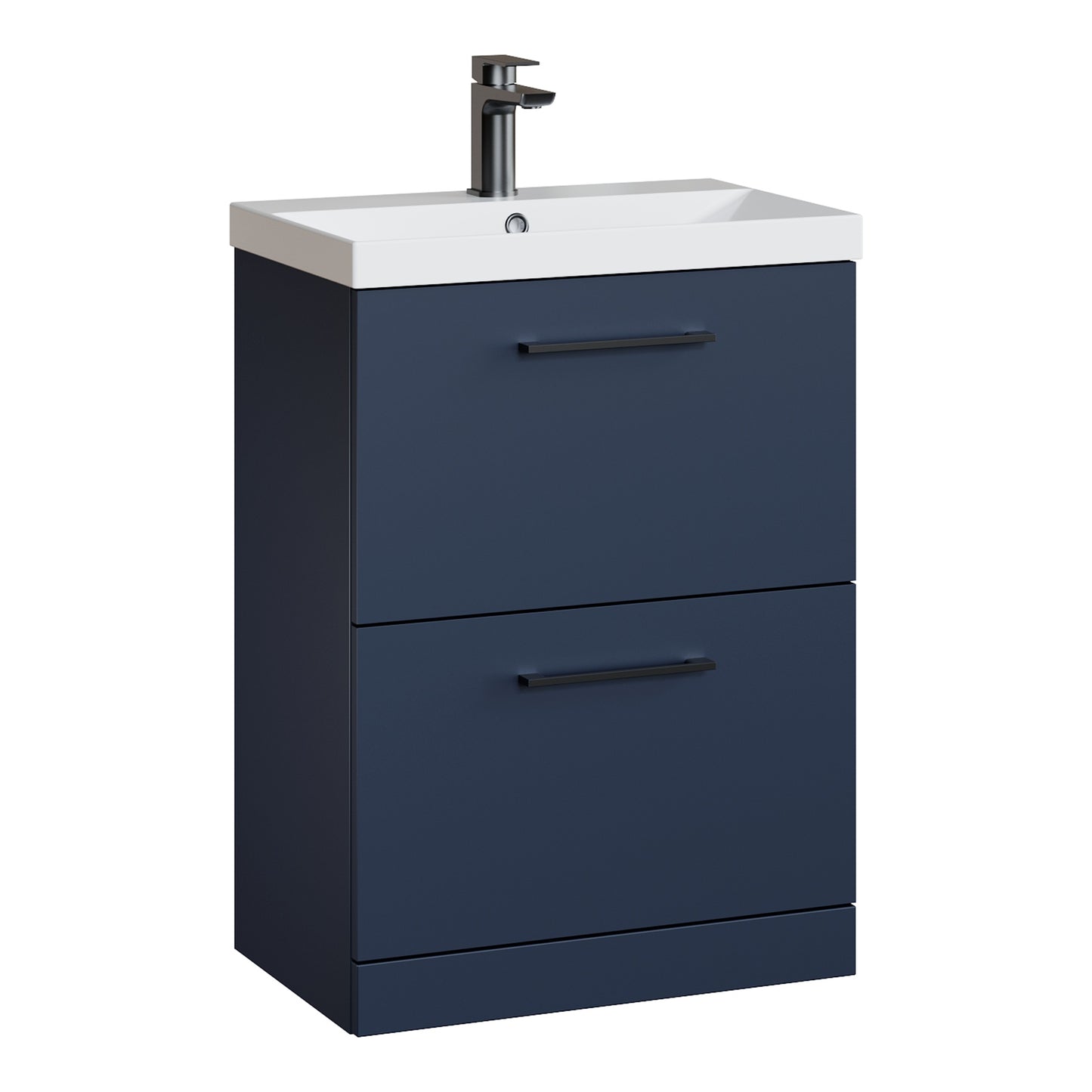 Fairford Fairford Aspri Midnight Blue 600mm 2 Drawer Floorstanding Vanity Unit