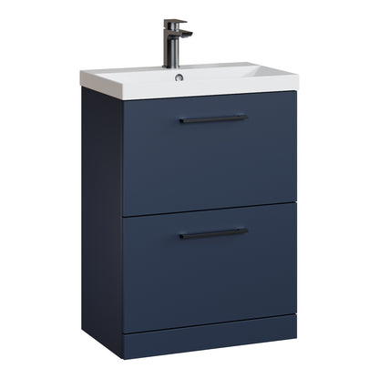 Fairford Fairford Aspri Midnight Blue 600mm 2 Drawer Floorstanding Vanity Unit