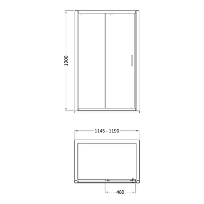 Fairford Pro 8mm 1200mm Brushed Brass Sliding Shower Door