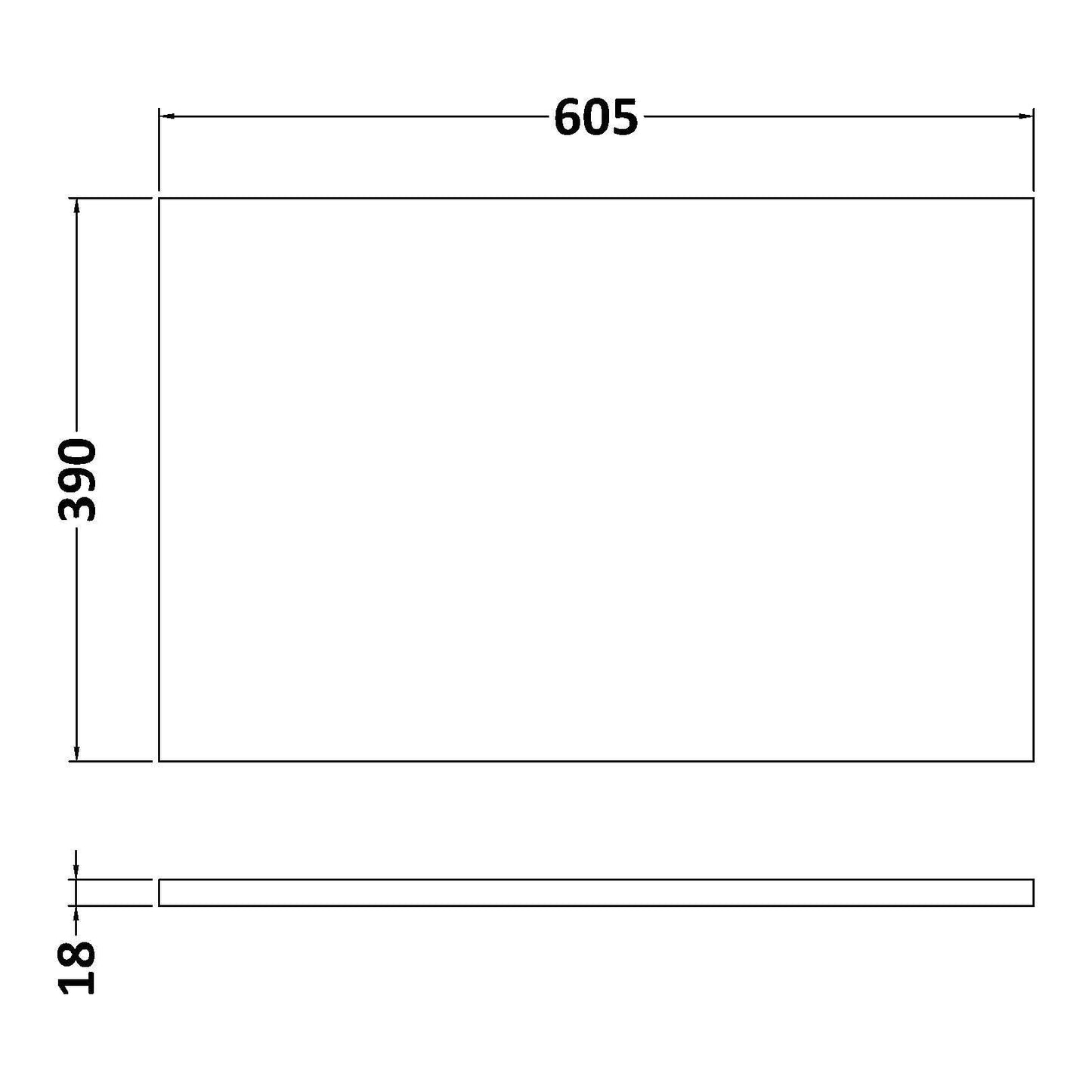 Fairford Satin White Worktop, 18mm Thick. 600 x 390mm