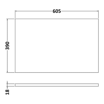 Fairford Satin White Worktop, 18mm Thick. 600 x 390mm