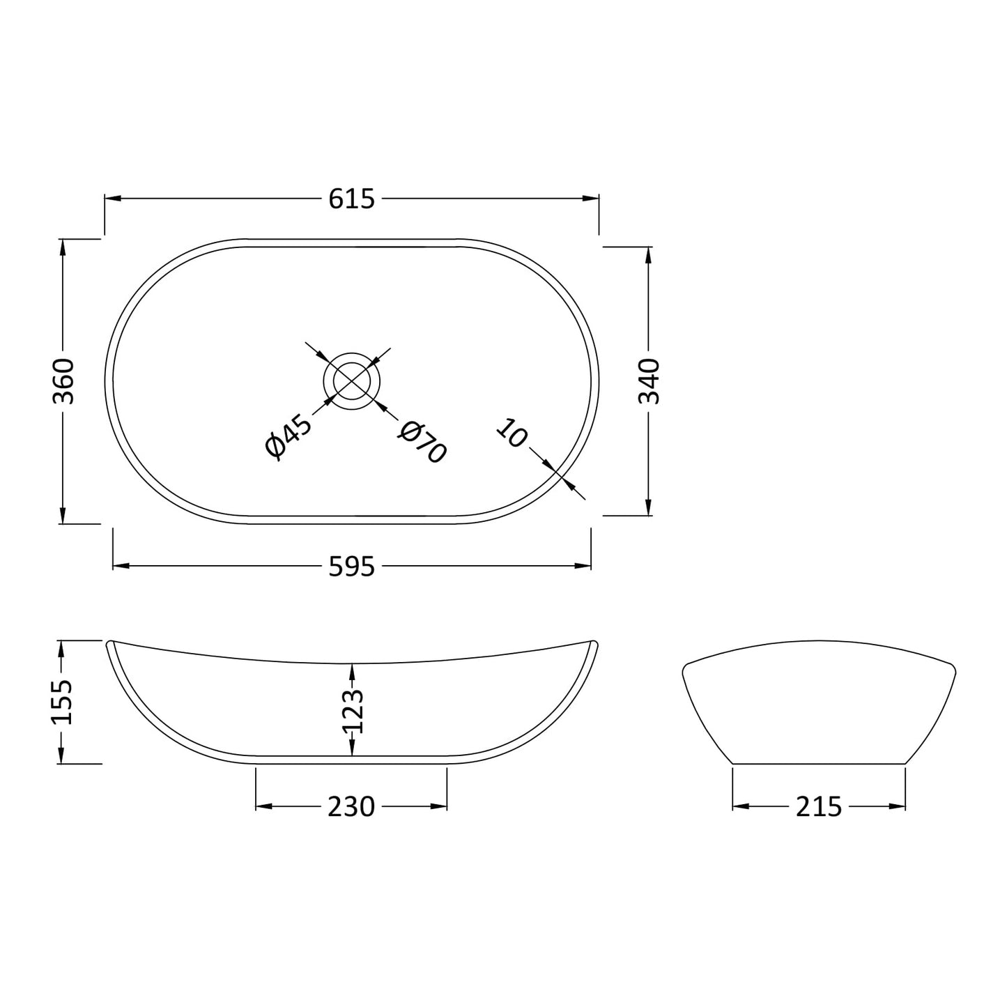 Fairford Rounded Matt Grey Vessel 615 x 355 x 155mm 0TH