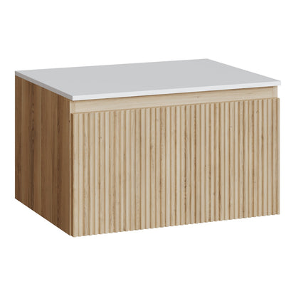 Fairford Sophia Country Oak 600mm Wall Hung Vanity Unit with Worktop