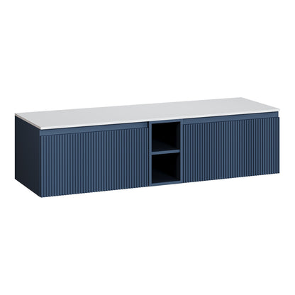 Fairford Sophia Midnight Shadow 1400mm Wall Hung Double Vanity Unit with Central Storage and Worktop