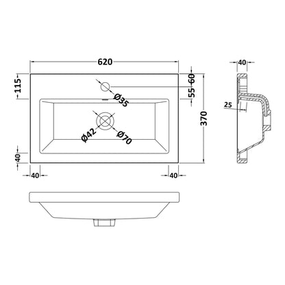 Fairford Union 600mm Ceramic Basin