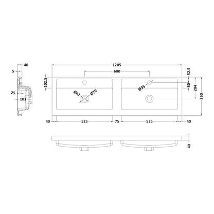 Fairford Union 1200mm Twin Polymarble Basin