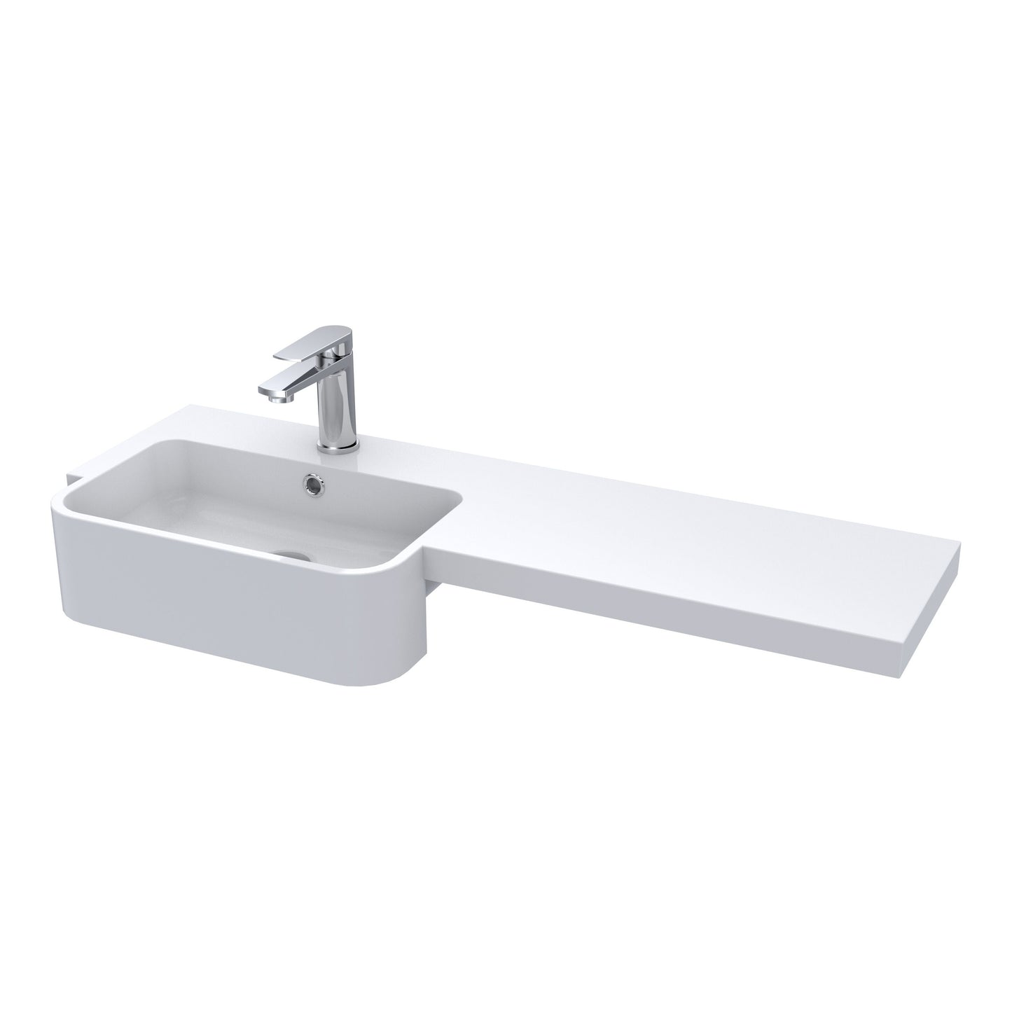 Fairford Union 1000mm Left Hand Round L Shape Semi Recessed Basin and Worktop
