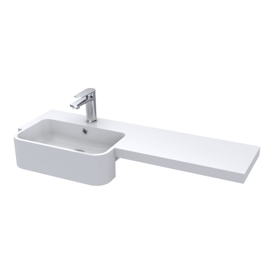 Fairford Union 1000mm Left Hand Round L Shape Semi Recessed Basin and Worktop