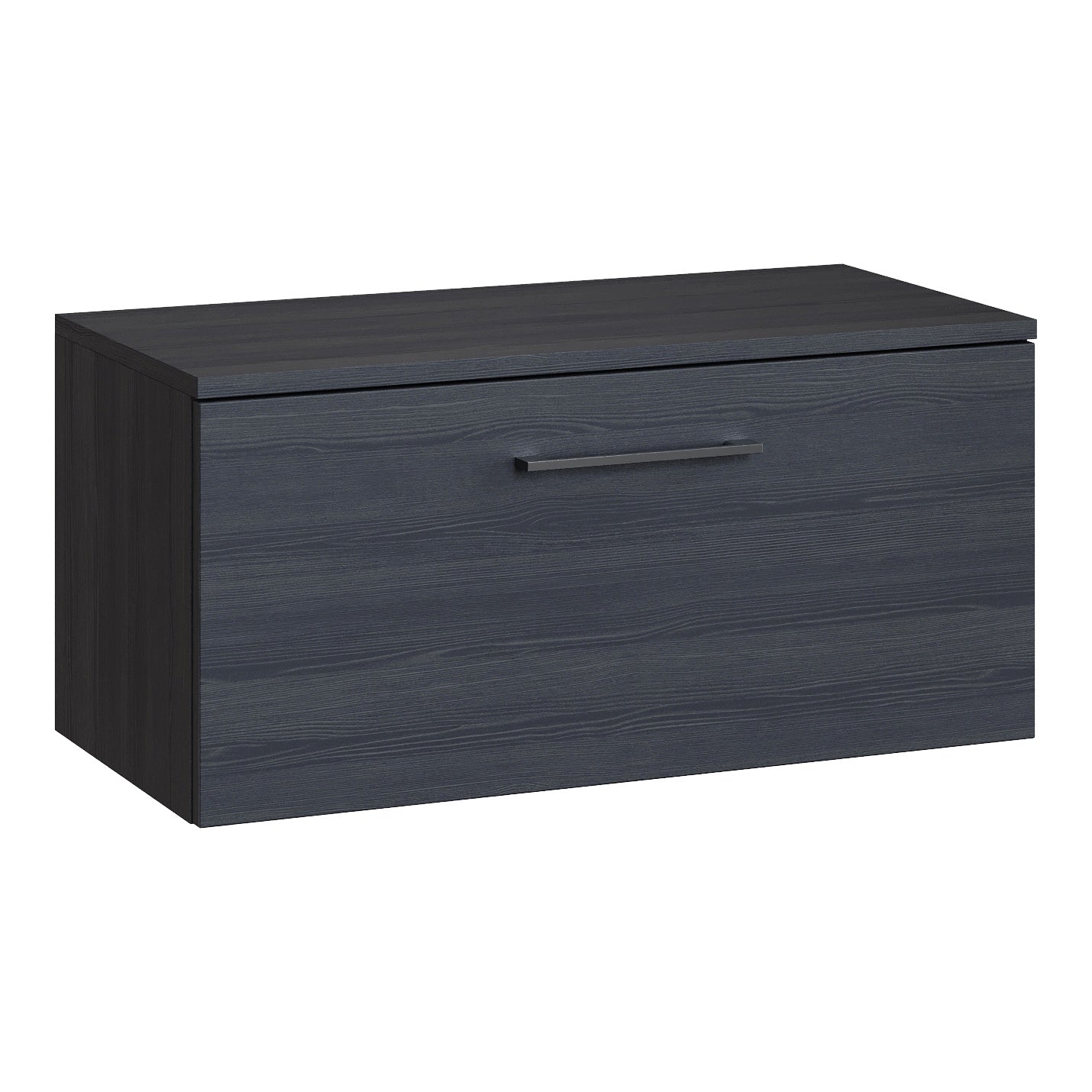 Fairford Aspri Black Woodgrain 800mm 1 Drawer Wall Hung Vanity Unit with Worktop