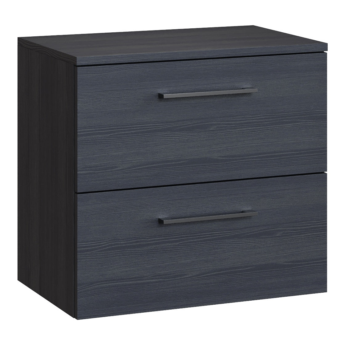 Fairford Aspri Black Woodgrain 600mm 2 Drawer Wall Hung Vanity Unit with Worktop