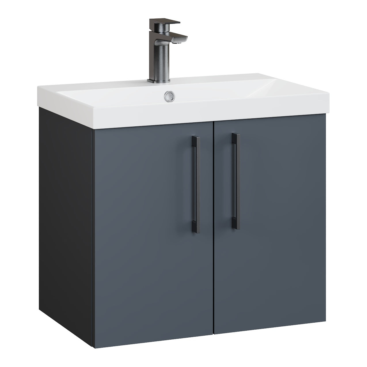 Fairford Aspri Soft Black 600mm 2 Door Wall Hung Vanity Unit