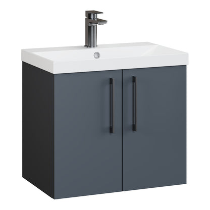 Fairford Aspri Soft Black 600mm 2 Door Wall Hung Vanity Unit