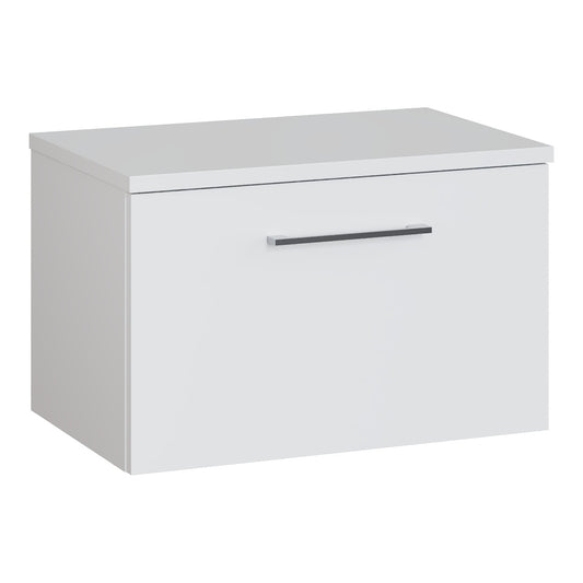 Fairford Aspri 600mm Gloss White Wall Hung Vanity Unit, MDF White Worktop