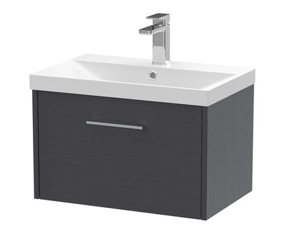Fairford Anika 600mm Graphite Woodgrain 1 Drawer Wall Hung Vanity Unit
