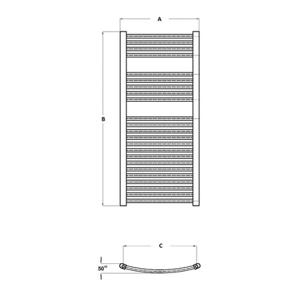 Fairford 500mm x 800mm Curved Chrome Towel Rail
