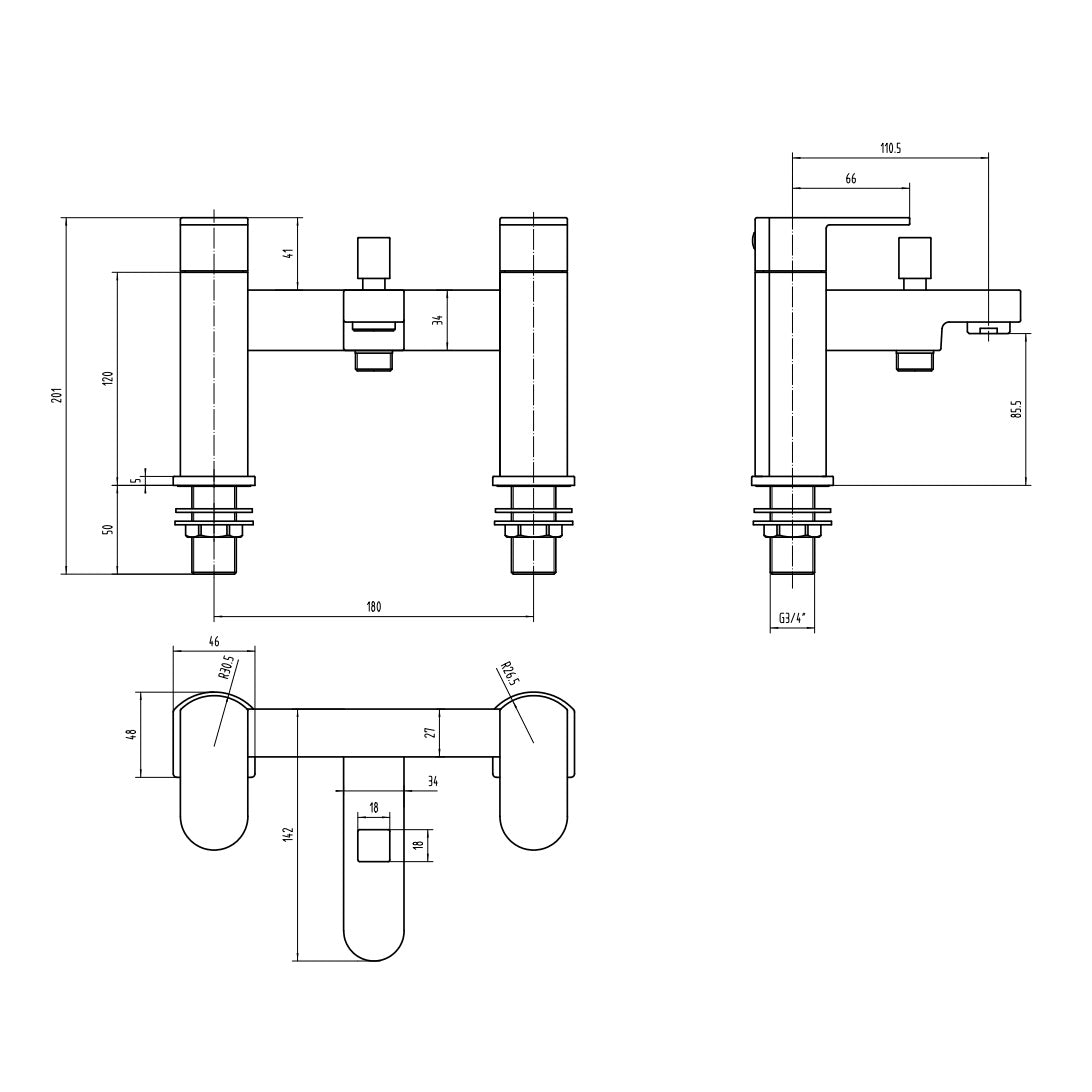 Rivato Sesia Black Bath Shower Mixer