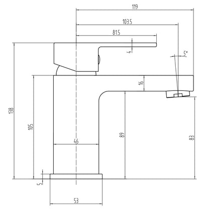 Rivato Sesia Basin Mixer with Push Button Waste