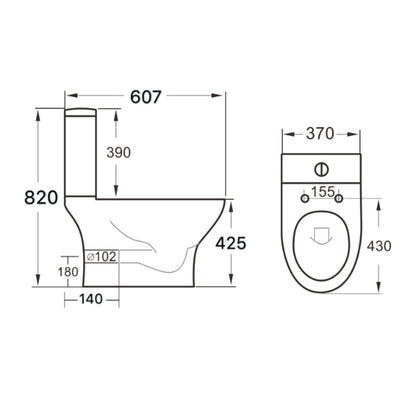 Fairford Tiene Rimless Open Back Close Coupled Toilet with Slim Soft Close Seat