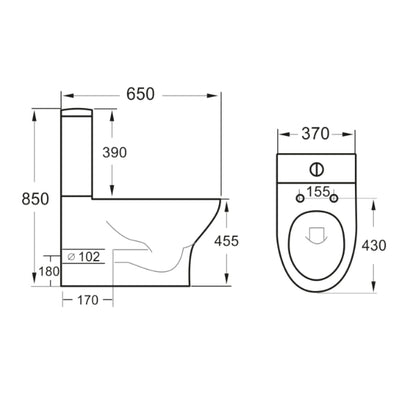 Fairford Tiene Rimless Closed Back To Wall Toilet with Slim Soft Close Seat