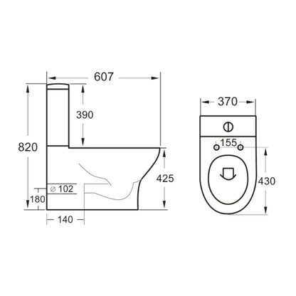 Fairford Tiene Rimless Closed Back Close Coupled Toilet with Slim Soft Close Seat