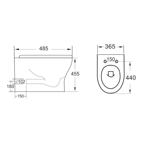 Fairford Tiene Rimless Back To Wall Toilet with Slim Soft Close Seat