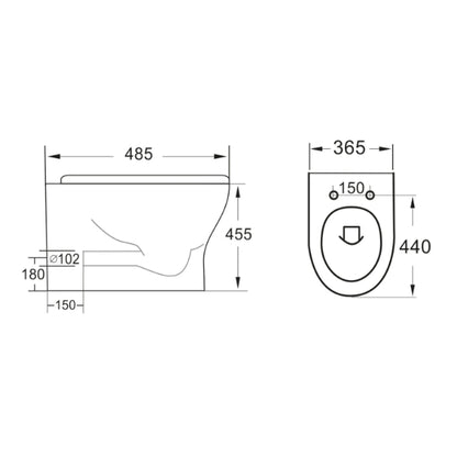 Fairford Tiene Rimless Back To Wall Toilet with Slim Soft Close Seat